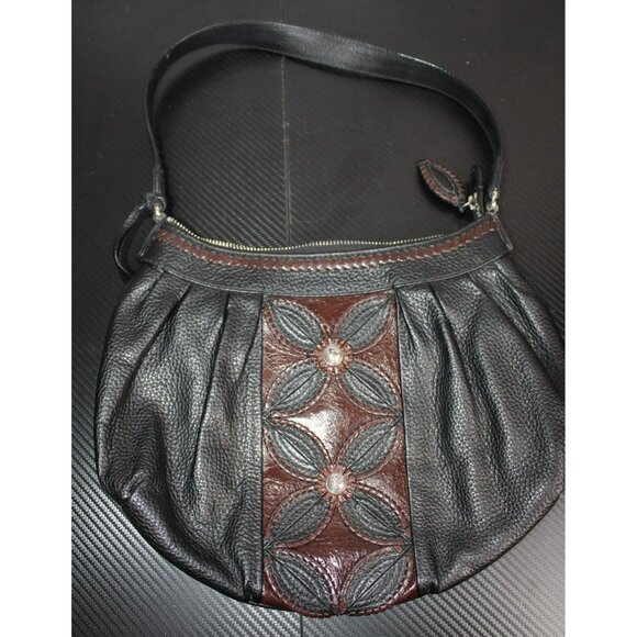 Brighton Black Leather Shoulder Purse w/Cheetah Print Inside - Picture 1 of 7